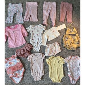 Large Lot Of Baby Girl clothes 3-6 months. Pants, Rompers, Cardigan, Shorts Etc